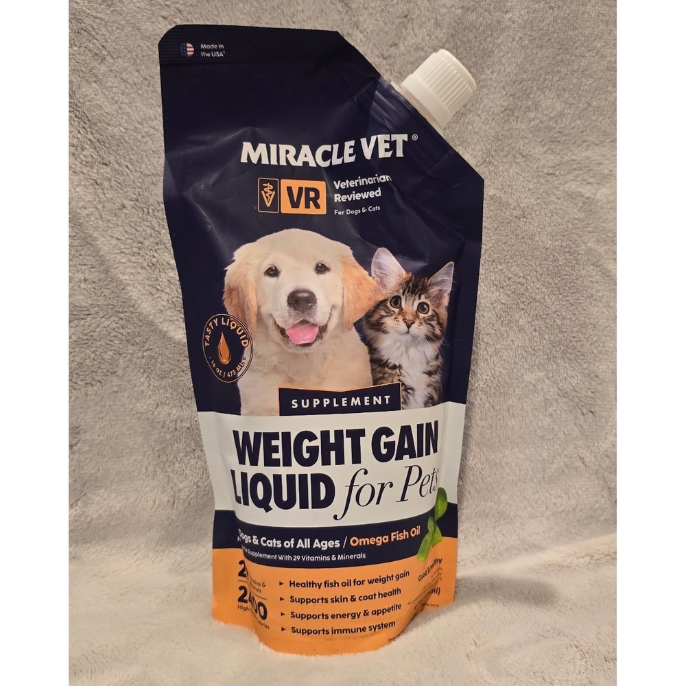 Miracle Vet Weight Gain Liquid for Dogs Cats 16oz High Calorie Supplement NEW